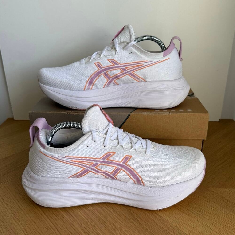 Asics Gel Nimbus 27 ‘White Light Ube’ Women Running Sneakers - SZ 10 .5 Wide - Picture 10 of 13